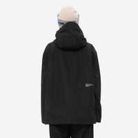 
                  
                    Breathable ski jacket and snow pants combo - women's black slim fit, on-model back hood view, for powder and piste riding
                  
                
