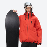 
                  
                    Waterproof 2L snow jacket and pants set - women's solid orange-red, for resort and powder riding
                  
                