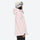 Breathable ski jacket and snow pants combo - light pink, on-model hood side view, for resort and backcountry days