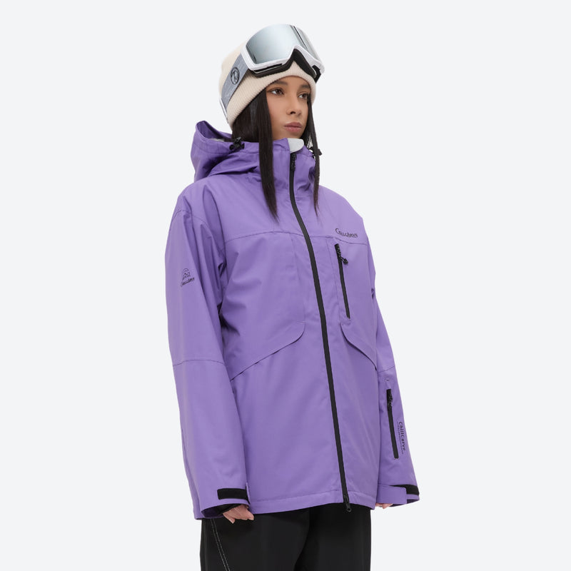 Waterproof 2L snow jacket and pants set - women's solid purple, for all-mountain and backcountry days