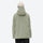 Waterproof snow jacket and pants set - sage green, on-model back hood view, for cold-weather winter sports