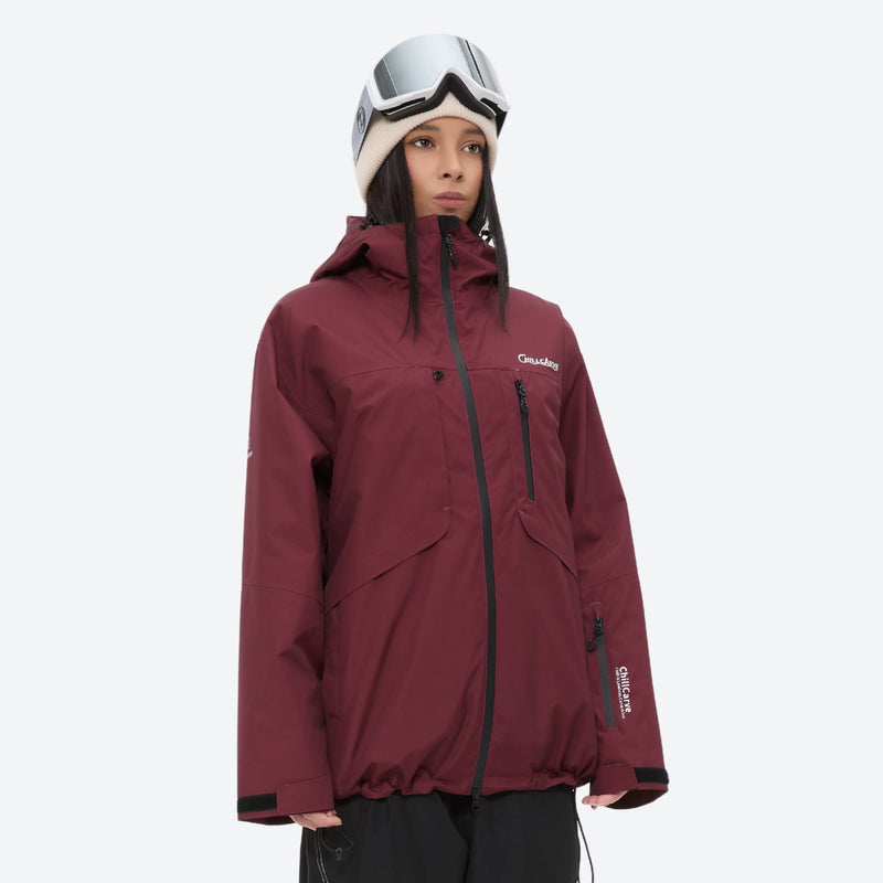 Breathable 2L snowboard jacket and pants - women's solid wine, for all-mountain and backcountry days