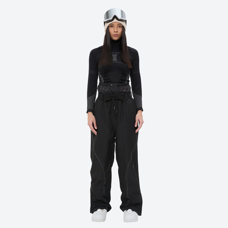 Colorblock snowboard jacket and pants set - women's black slim fit, for cold-weather winter sports
