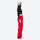 Waterproof snow jacket and pants set - women's red pants with black base layer, for resort and backcountry days