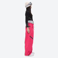 
                  
                    Women's breathable ski jacket with iridescent straps - pink snow pants with black top, for skiing and snowboarding
                  
                