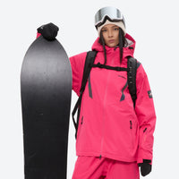 
                  
                    Breathable ski jacket and snow pants combo - rose pink, for powder and piste riding
                  
                