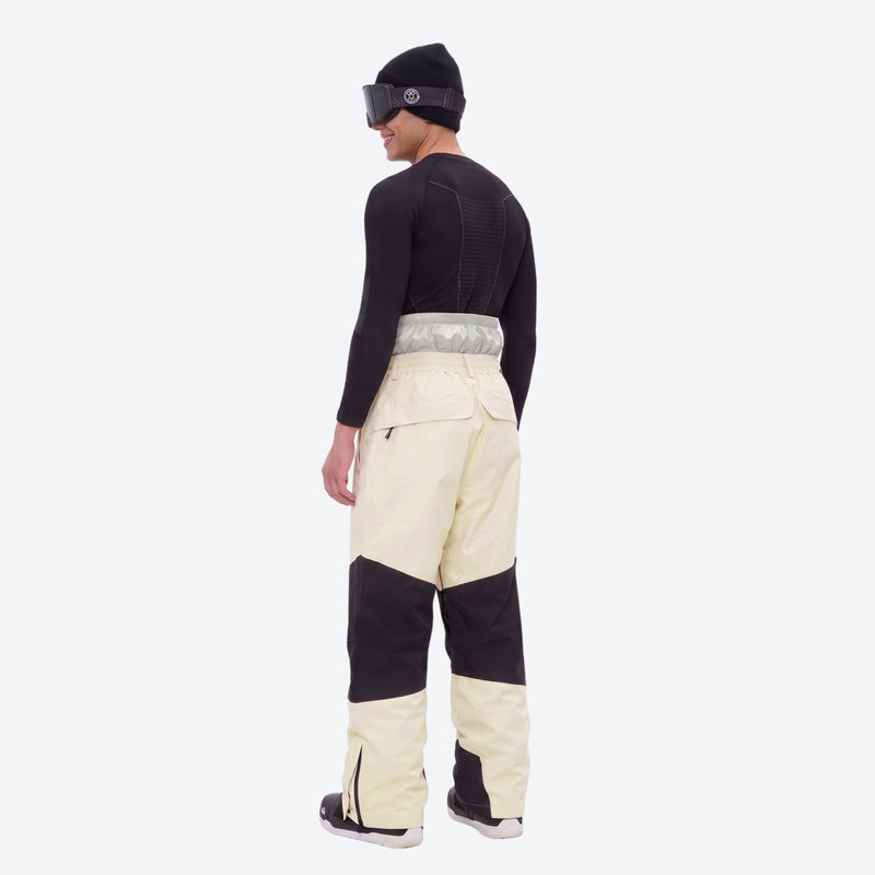 Men's breathable ski jacket and pants combo - cream and black colorblock pants, for resort and backcountry days