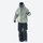 Waterproof snow jacket and pants set - sage green jacket with black pants, for powder and piste riding