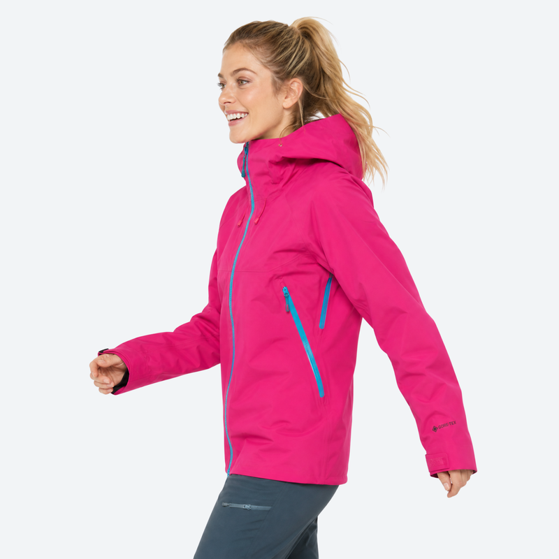 Women's hardshell snowboard jacket with zip vents - pink hardshell jacket, for resort and backcountry days