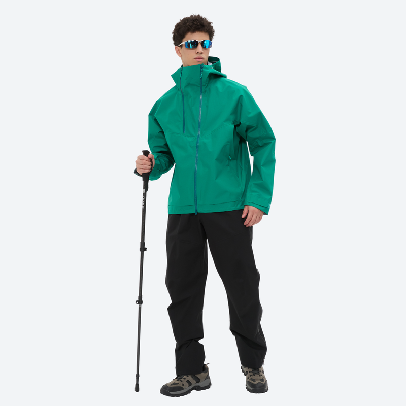 Men's hardshell snowboard jacket with taped seams - teal hardshell jacket, for powder and piste riding