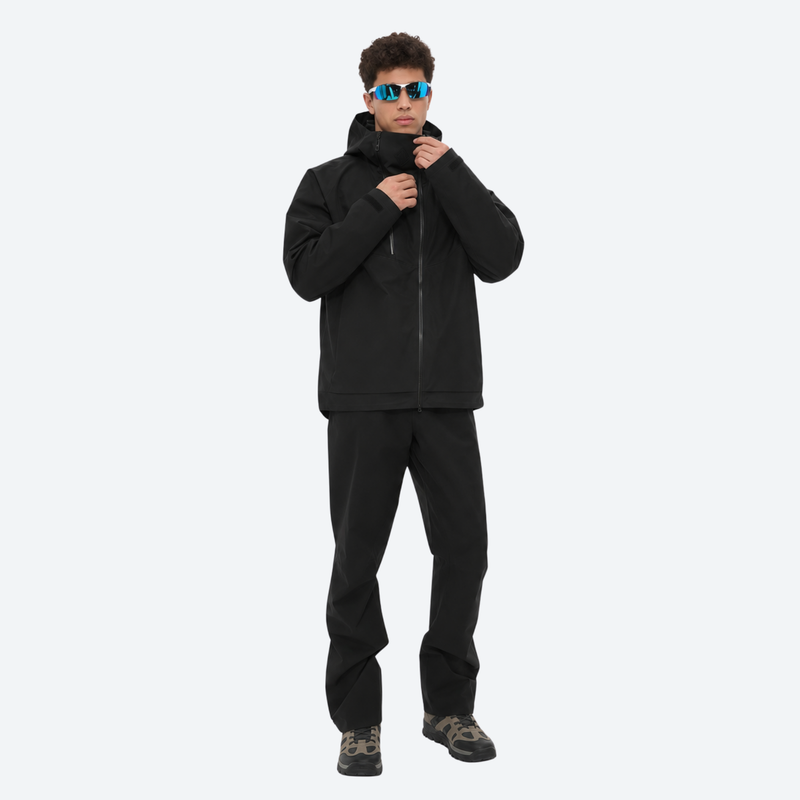 Men's waterproof 3L hardshell ski jacket - black hardshell jacket, for powder and piste riding
