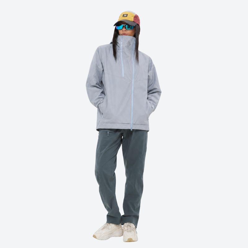 Women's hardshell snowboard jacket with taped seams - light gray hardshell jacket, for powder and piste riding