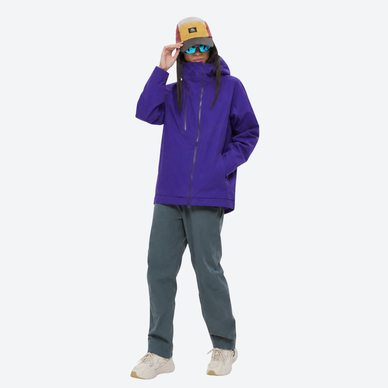 Women's hardshell snowboard jacket with taped seams - purple hardshell jacket, for cold-weather winter sports