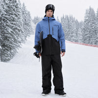 
                  
                    Colorblock ski jacket and pants set - blue and black colorblock, for resort and powder riding
                  
                