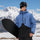 Breathable 2L snowboard jacket and pants - blue and black colorblock, for cold-weather winter sports
