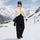 Colorblock ski jacket and pants set - cream and black colorblock, for resort and powder riding