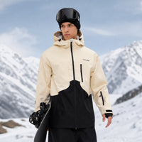 
                  
                    Colorblock ski jacket and pants set - cream and black colorblock, for skiing and snowboarding
                  
                