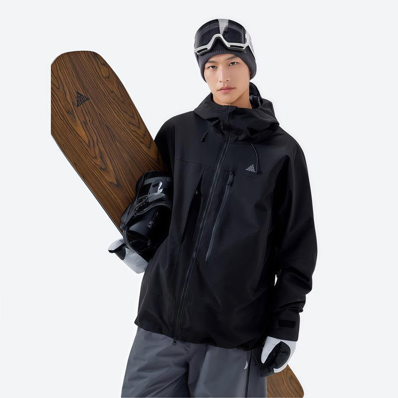 Men's waterproof 3L insulated snow jacket - black insulated jacket, for cold-weather winter sports