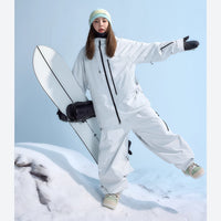 
                  
                    Women's breathable 3-layer padded ski jacket - white jacket with white pants, for skiing and snowboarding
                  
                