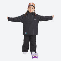 
                  
                    Kids breathable 2-layer ski suit - black kids jacket with black pants, for snow play and winter commute
                  
                