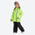 Kids snowboard jacket and pants with snow gaiters - neon green kids jacket with black pants, for family resort trips