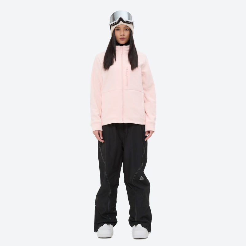 Soft warm fleece liner jacket for cold days - pink fleece liner jacket on women, for hiking and trail walking