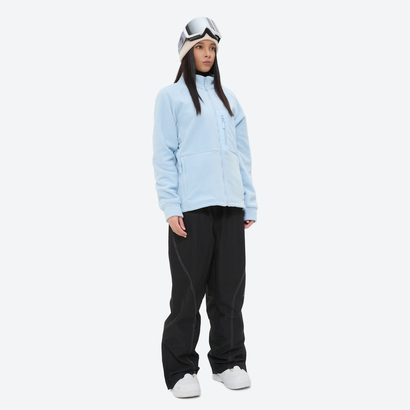 Lightweight high-warmth breathable fleece liner jacket - light blue fleece liner jacket on women, for skiing and snowboarding