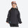 Kids snowboard jacket and pants with snow gaiters - black kids jacket, on-model front view, for cold-weather winter sports