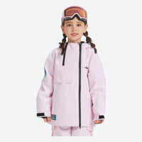 
                  
                    Kids breathable 2-layer ski suit - pink kids jacket, on-model front view, for kids skiing and snowboarding
                  
                