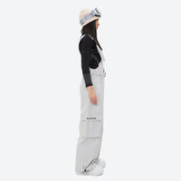 
                  
                    Unisex waterproof 3L bib snow pants - light gray bib snow pants with black top, for skiing and snowboarding
                  
                
