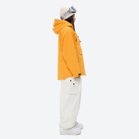 
                  
                    Women's breathable ski jacket and anorak set - mustard yellow anorak jacket with white pants, for skiing and snowboarding
                  
                
