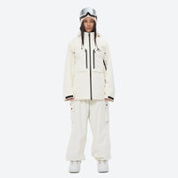 
                  
                    Women's waterproof 3L snow jacket and pants - white jacket with white pants, for skiing and snowboarding
                  
                