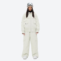 
                  
                    Unisex waterproof 3L snow jacket and pants series - white jacket with white pants, for powder days and winter commute
                  
                