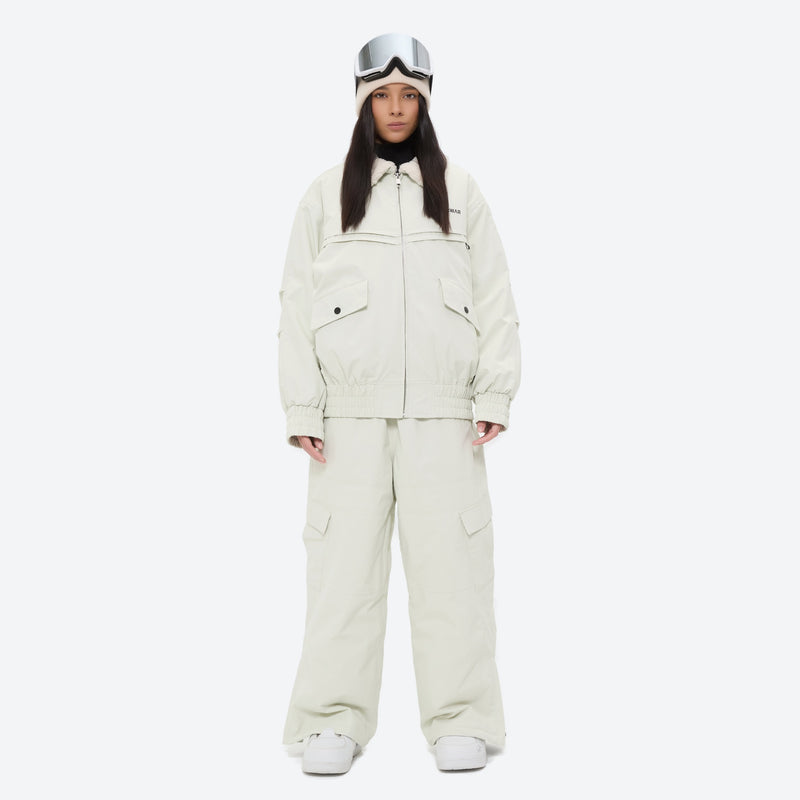 Unisex waterproof 3L snow jacket and pants series - white jacket with white pants, for powder days and winter commute