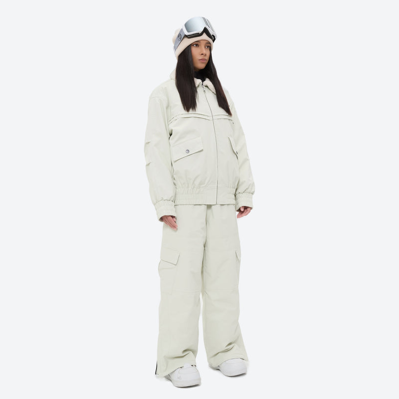 Unisex waterproof 3L snow jacket and pants series - white jacket with white pants, for resort and street wear