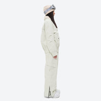 
                  
                    Sherpa collar breathable ski jacket set - white jacket with white pants, for powder days and winter commute
                  
                