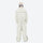 Unisex 3-layer snowboard jacket and pants - white jacket with white pants, on-model back view, for cold-weather winter sports
