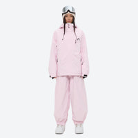 
                  
                    Women's quilted lining ski jacket with suspender bibs - light pink jacket with light pink bib pants
                  
                