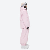 
                  
                    Women's 2-layer snowboard jacket and bibs - light pink jacket with light pink bib pants, for resort and street wear
                  
                