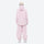 Women's waterproof 2L snow jacket and bib pants series - light pink jacket with light pink bib pants, on-model back view