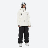 
                  
                    Breathable ski jacket with taped line details - white jacket with black pants, for cold-weather winter sports
                  
                