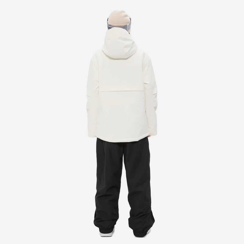 Unisex waterproof 2L snow jacket and pants series - white jacket with black pants, for resort and street wear