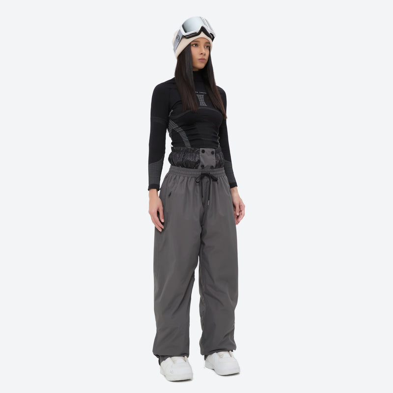 Breathable ski jacket with taped line details - gray snow pants with black top, for resort and street wear