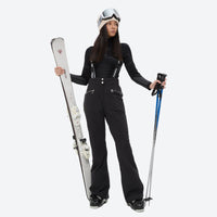 
                  
                    Women's waterproof 3L ski jacket and pants set - black bib pants, for skiing and snowboarding
                  
                