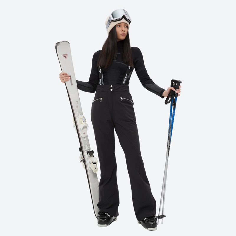 Women's waterproof 3L ski jacket and pants set - black bib pants, for skiing and snowboarding