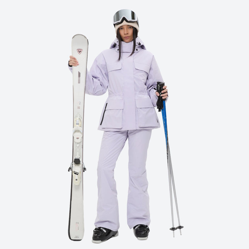 Women's 3-layer breathable ski suit - lavender jacket with lavender pants, for resort and cross-country days