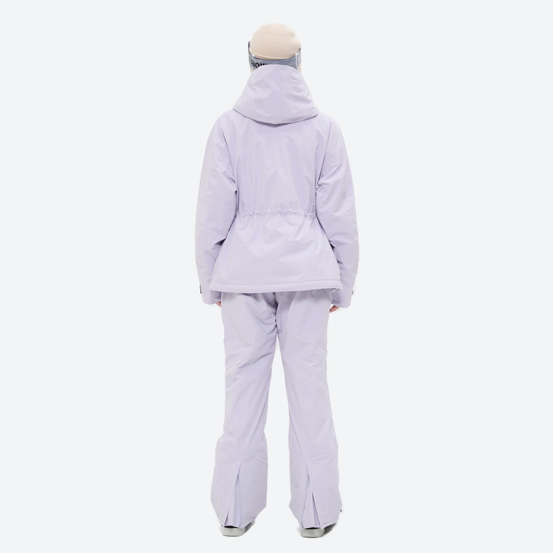 Women's waterproof 3L ski jacket and pants set - lavender jacket with lavender pants, for resort and cross-country days