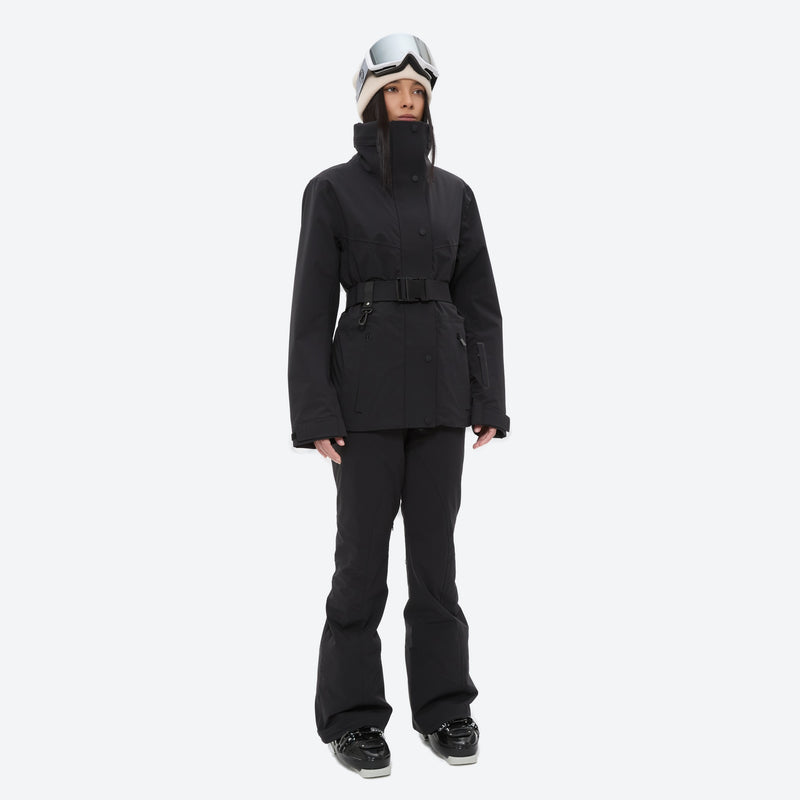 Women's 3-layer breathable ski suit - black jacket with black pants, for skiing and snowboarding