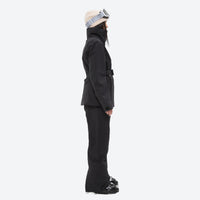 
                  
                    Women's belted snow jacket with suspender pants - black jacket with black pants, for skiing and snowboarding
                  
                