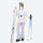 Women's waterproof 3L ski jacket and pants set - white jacket with lavender pants, for snowy mountain travel
